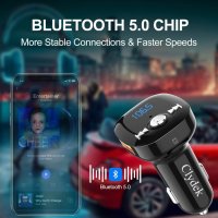 Bluetooth FM адаптер за кола Clydek V5.0/Hand-Free разговори/двойно USB/QC3.0 бързо зареждане/TF, снимка 3 - Аксесоари и консумативи - 44252191