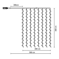 Коледни лампички Завеса, 360 LED, Топло бяло, Прозрачен кабел, С програми, снимка 3 - Лед осветление - 42734850