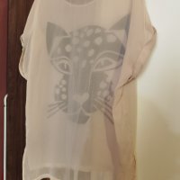 Полупрозрачна лятна блузка с изображение Тигър, снимка 4 - Други - 37551653
