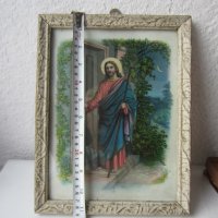 Религиозна картина, стар принт с рамка, снимка 6 - Икони - 32053263