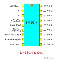 LM3914 - ИС за управление на 10 светодиода, снимка 3 - Друга електроника - 35236556