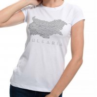Нова дамска тениска с трансферен печат- кристали картата на България, снимка 1 - Тениски - 29964724