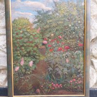 Маслена картина-В градината(В саду)художник-Орлик Леонтий Иванович 1936 - 2012 г., снимка 1 - Картини - 37879371