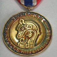 Норвежки сребърен медал с позлата , снимка 4 - Антикварни и старинни предмети - 42119845