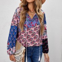 Дамска блуза с принт на цветя, снимка 5 - Блузи с дълъг ръкав и пуловери - 40526067
