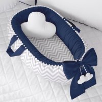 Limited Chevron ! Преносимото легло/ Baby Nest с дръжки, пом-пом топченца, голяма панделка и висулки, снимка 4 - Спално бельо и завивки - 29655001