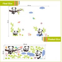 3 панди панда детски самозалепващ стикер лепенка за стена мебел детска стая, снимка 4 - Други - 30831758