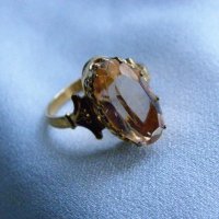 Позлатен сребърен пръстен с морганит, снимка 4 - Пръстени - 23497599