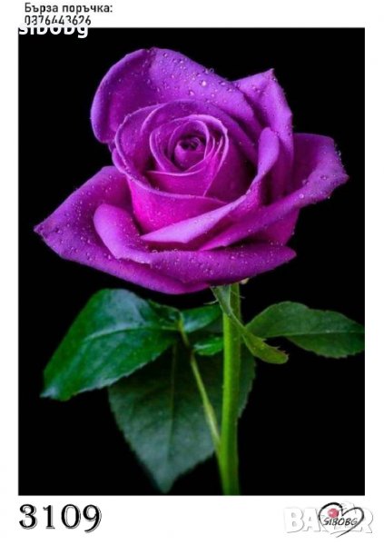 Диамантен гоблен Лилава роза, снимка 1