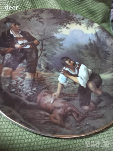 Порцеланова чиния с ловен сюжет, снимка 1