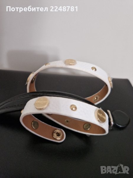 Бяла кожена гривна Isadora, снимка 1