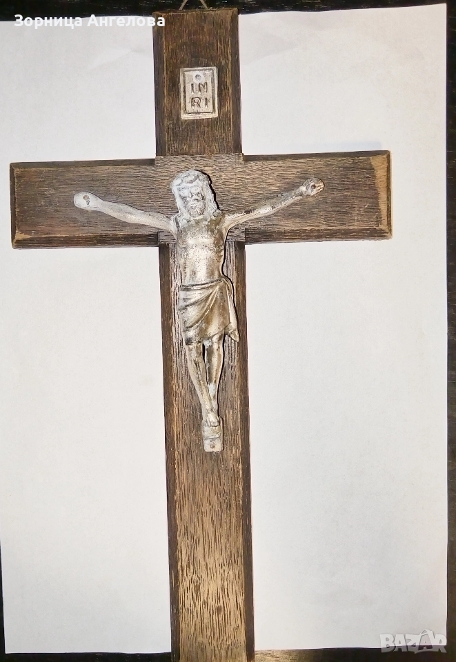 Старинен посребрен немски католически стенен кръст – Franz Fengler, Breslau (1890–1925), снимка 1