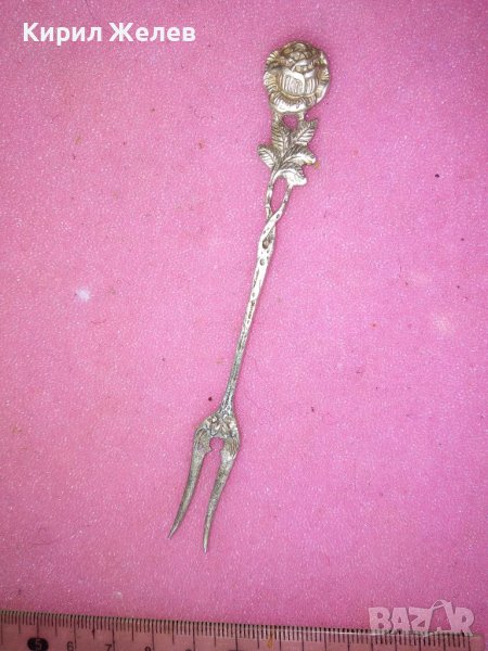 СТАРА НЕМСКА ФЛОРАЛНА КОЛЕКЦИОНЕРСКА ДЕСЕРТНА СРЕБЪРНА ВИЛИЧКА СРЕБРО 800 ПРОБА 42990, снимка 1