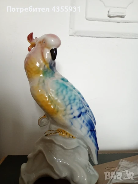Стара порцеланова фигура стар български порцелан фигурка статуетка папагал, снимка 1