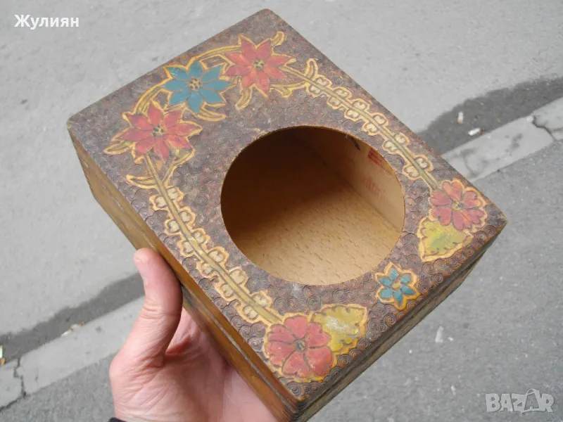 СТАРА ДЪРВЕНА КУТИЯ ЗА ЧАСОВНИК, снимка 1