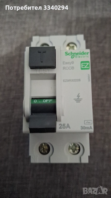 Дефектнотокова защита 2P, 25A, 30 mA, EZ9R32225 Schneider, снимка 1