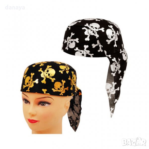 1752 Пиратска шапка кърпа с черепи, снимка 1