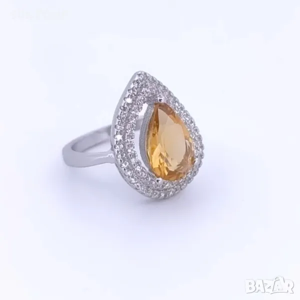 Сребърен Пръстен с Цитрин, снимка 1