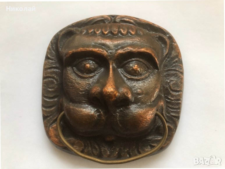  Чукче / чукало / хлопка за врата, хлопало, старо, ръчна изработка, бронзово масивно,пазител на дома, снимка 1