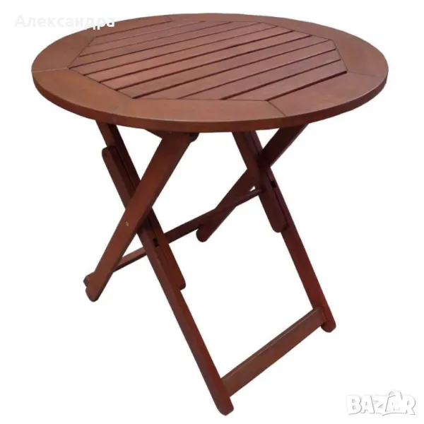 Маса сгъваема Muhler Meranti - Ø70xH74cm, дърво, снимка 1