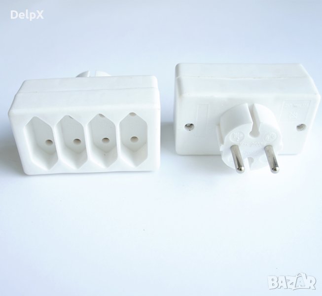 Разклонител за контакт 4-ка без кабел бял 220V 2,5A, снимка 1