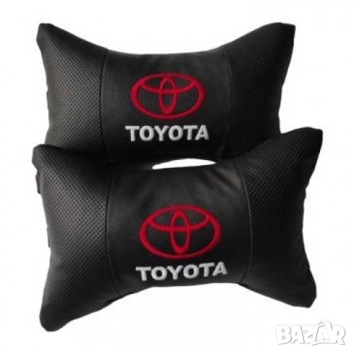 ВЪЗГЛАВНИЧКИ ЗА АВТОМОБИЛ ТОЙОТА TOYOTA БРОДИРАНИ КОЖА 2 БРОЯ, снимка 1