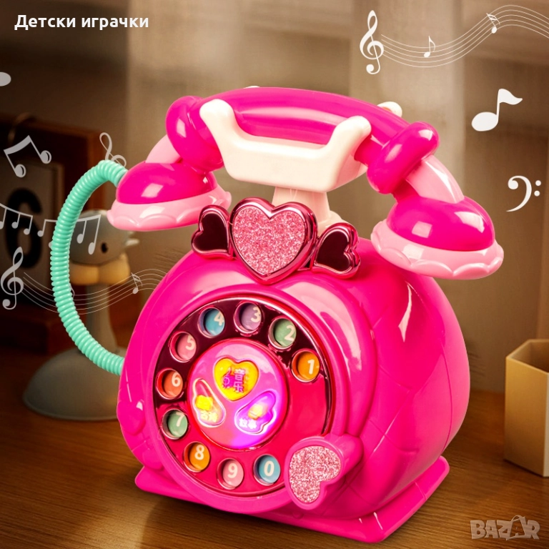 Телефон със светлинен и звуков циферблат, музикален, интерактивен, снимка 1
