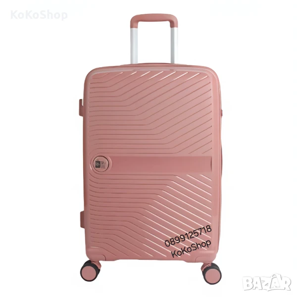 Куфар на колелца-36x21x55.5 см./розов куфар на колелца, снимка 1