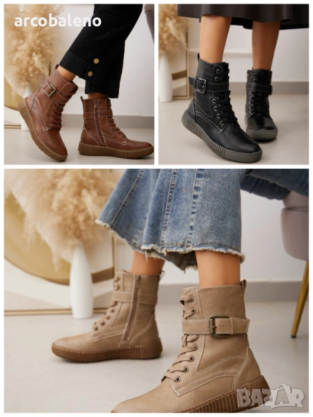 Дамски боти с връзки, 3цвята , снимка 1