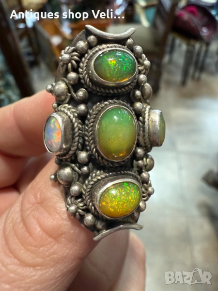 Сребърен пръстен с опали №7464 , снимка 1