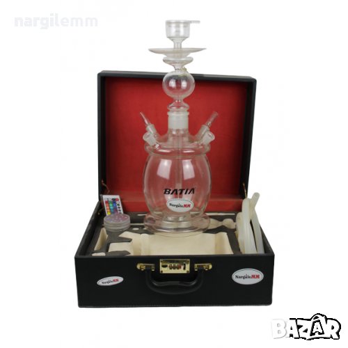 Наргиле стъклено с 4 изхода+куфар, снимка 1