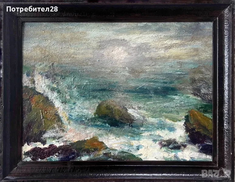 Стара майсторска картина - Морски пейзаж, снимка 1