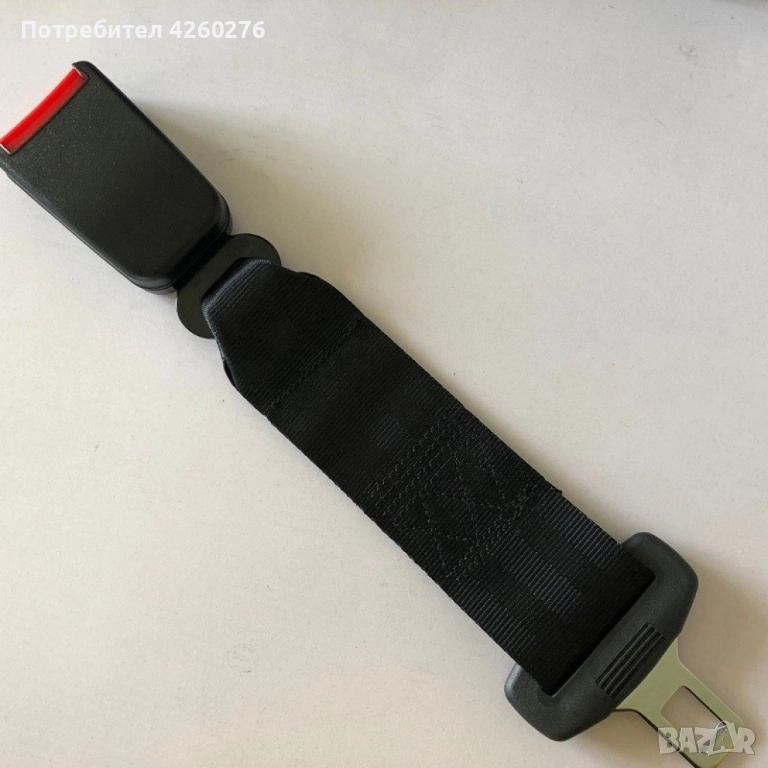 Удължител за предпазен колан, за кола, за бременни жени или пълни хора - ЧЕРЕН, снимка 1