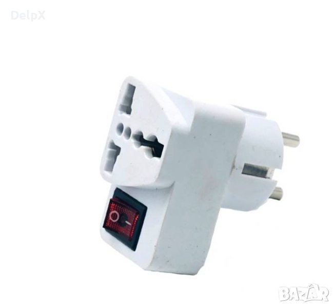Преходник дълъг A-14 за български контакт "шуко" от английски щепсел с ключ 220V 5A, снимка 1