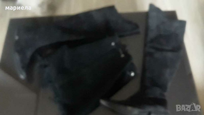 Черни чизми и раничка от естевен велур , снимка 1