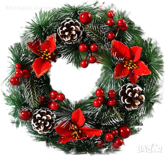 Коледен венец с шишарки, снимка 1