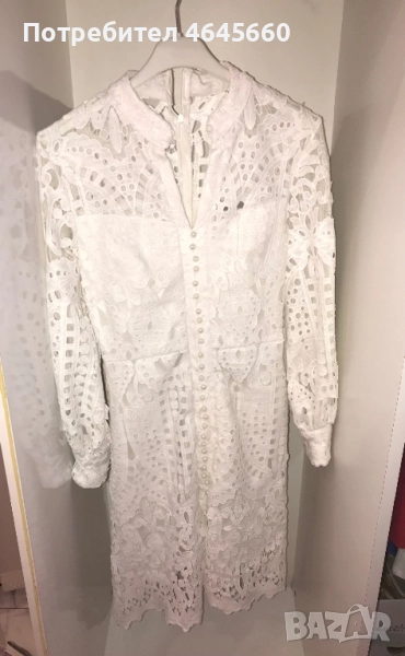 Бяла дантелена рокля къса, снимка 1