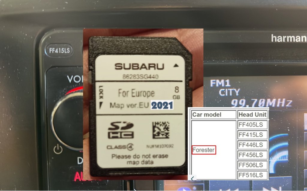 FF456LS FF415LS Subaru Forester SD Card SAT NAV MAP Europe FF405LS FF446LS