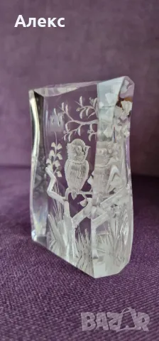 Изящно триизмерно преспапие– Бухал., снимка 7 - Статуетки - 47650534