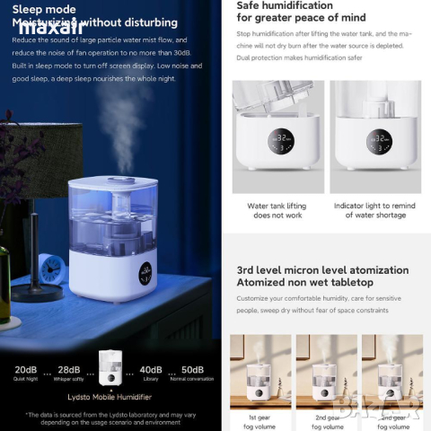 Овлажнител за въздух Xiaomi Lydsto F100S * Гаранция 2 години, снимка 9 - Овлажнители и пречистватели за въздух - 44585857