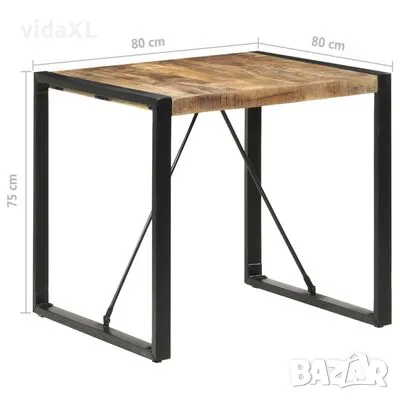 vidaXL Трапезна маса, 80x80x75 cм, грубо мангово дърво(SKU:321600), снимка 4 - Маси - 48116713