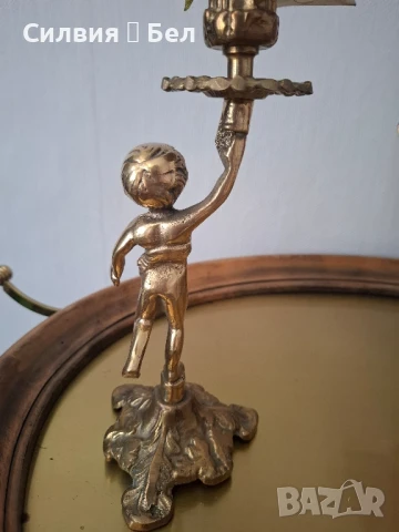 Свещник с фигура на херувим , снимка 3 - Антикварни и старинни предмети - 50926855