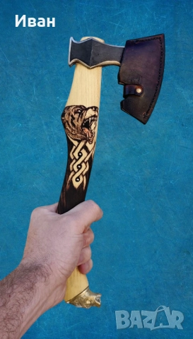 Брадва Мечка ръчна изработка топор секира подарък за мъж , снимка 7 - Ножове - 52203318