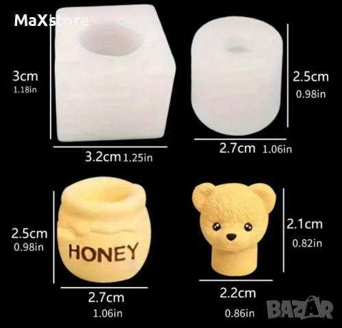 3D плюшено мече в гърне буркан с мед Силиконов молд форма 