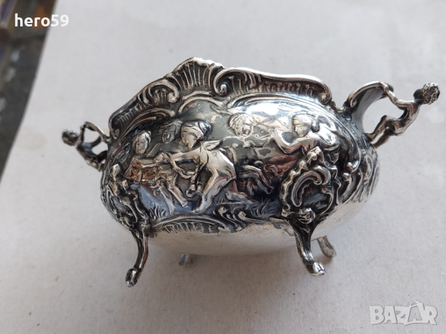 Стара немска сребърна 800 захарница/сребърни чаши,сребро, снимка 11 - Антикварни и старинни предмети - 44807752