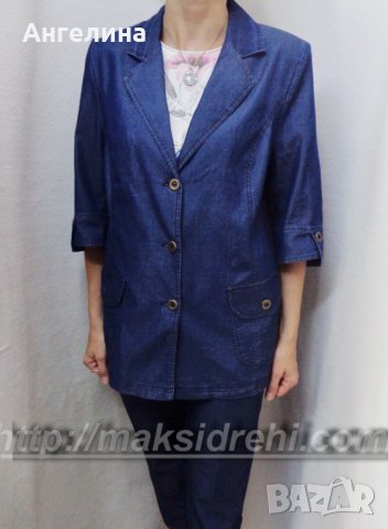 Дънково дамско сако с 3/4 ръкави., снимка 4 - Сака - 37764263