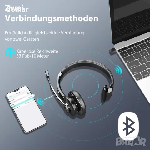 Безжични слушалки Earbay, Bluetooth с USB адаптер и зарядна база, с микрофон и шумопотискане, снимка 3 - Bluetooth слушалки - 50286358