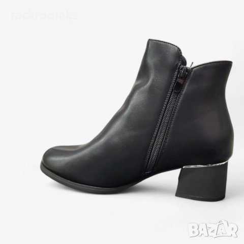 Дамски елегантни боти на ток в черно B4162-1 black, снимка 2 - Дамски боти - 52399103