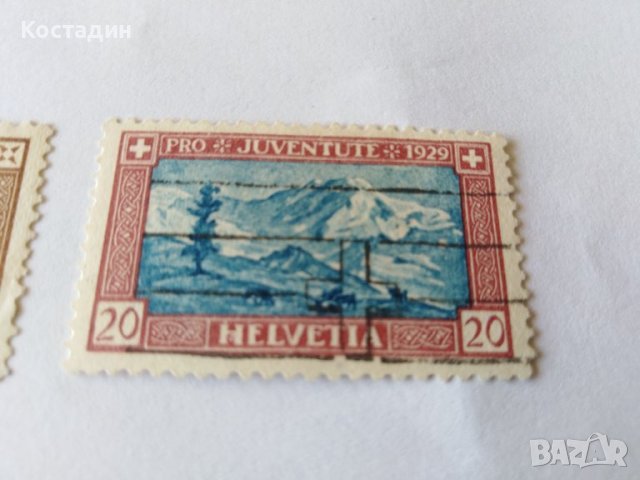 Пощенска марка 2бр-Швейцария 1929, снимка 3 - Филателия - 40008404