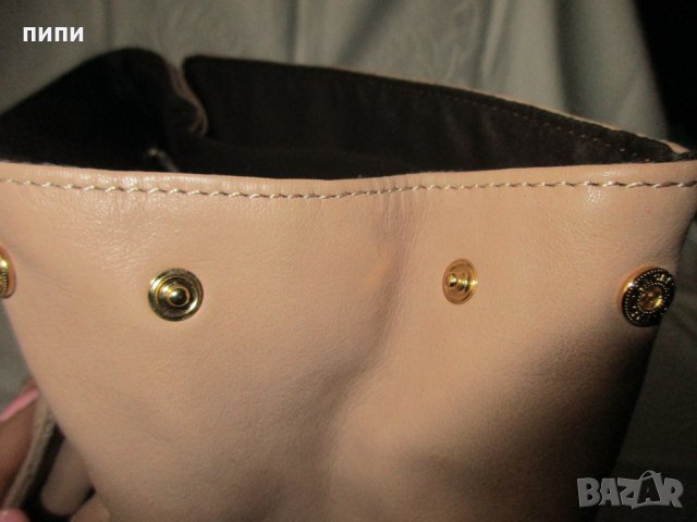 ZARA естествена кожа дамска чанта в цвят пудра, снимка 5 - Чанти - 25661019